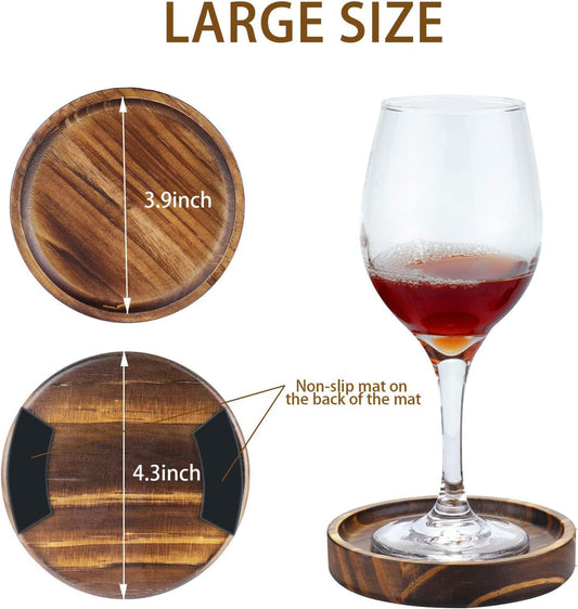 Set of 4 Wooden Coasters for Drink Absorbent-Acacia Wood Drink Coasters Set