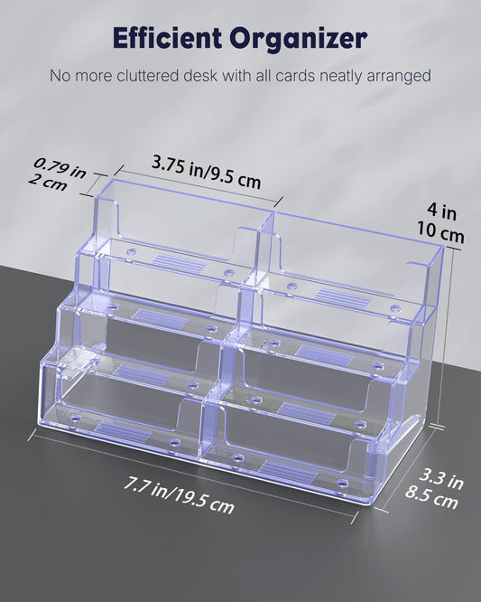Acrylic Business Card Holder for Desk 8 Slots Clear Business Card Display Stand for Men & Women Desktop Business Card Organizer Card Stand for Office Home Exhibition, 480 Card Capacity