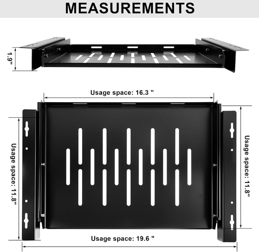 Under Desk Laptop Drawer with Air Vents, 16.3" x 12" Metal Laptop Drawer