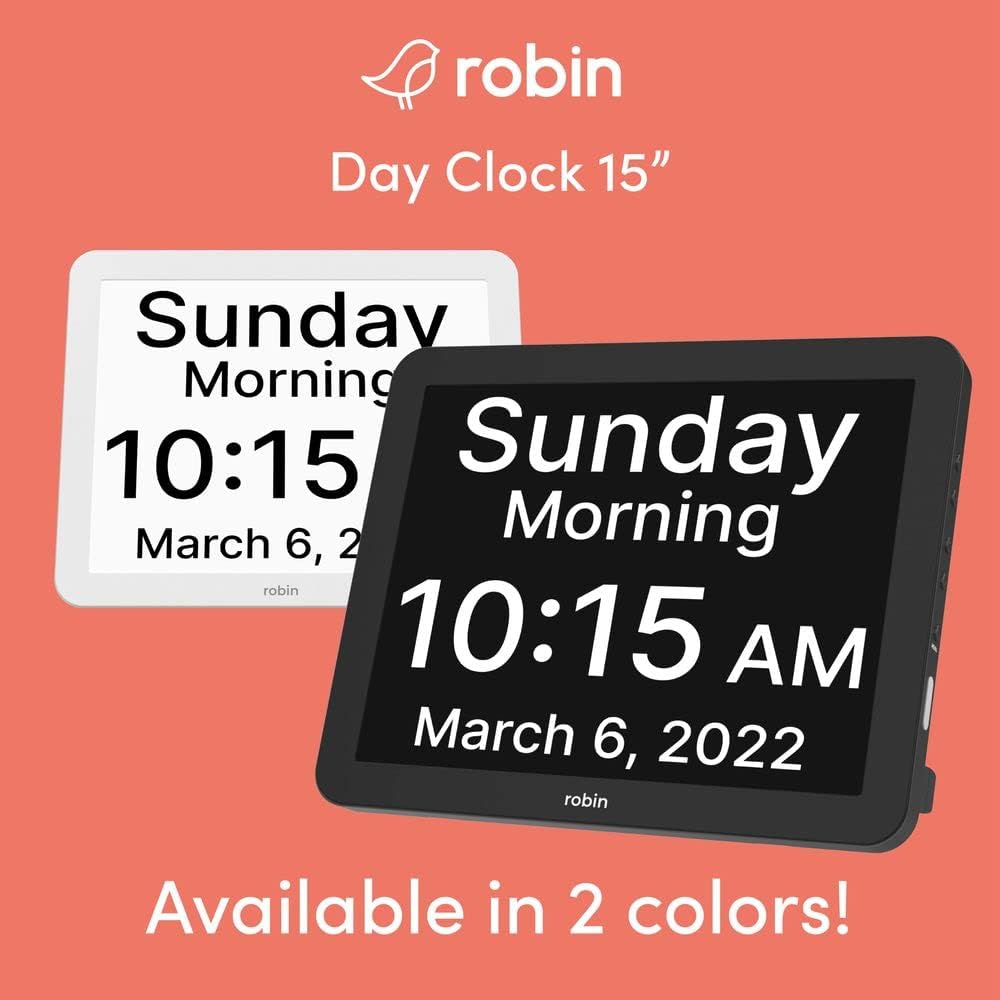 Clock 2026 with Day and Date for Elderly, Clocks for Seniors, Dementia Clock, Digital Calendar Elderly, Bedside Clocks Seniors, Alzheimers Products, Dementia Clocks Large, White