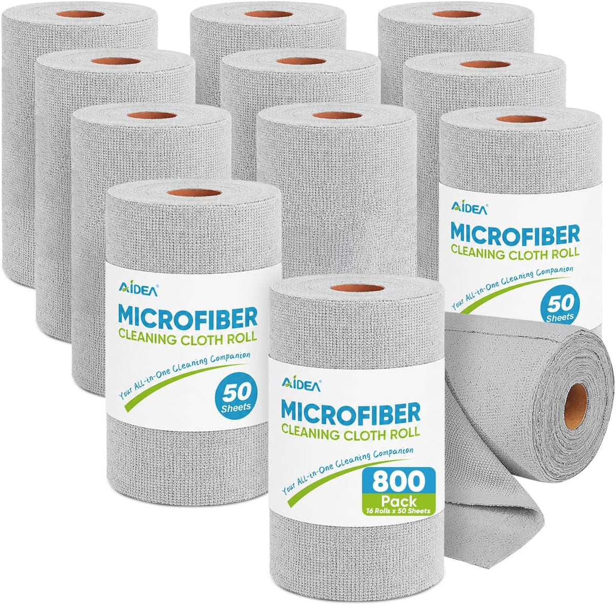 AIDEA Microfiber Cleaning Cloth Roll-75PK, Reusable Paper Towels 11.5×11.5"