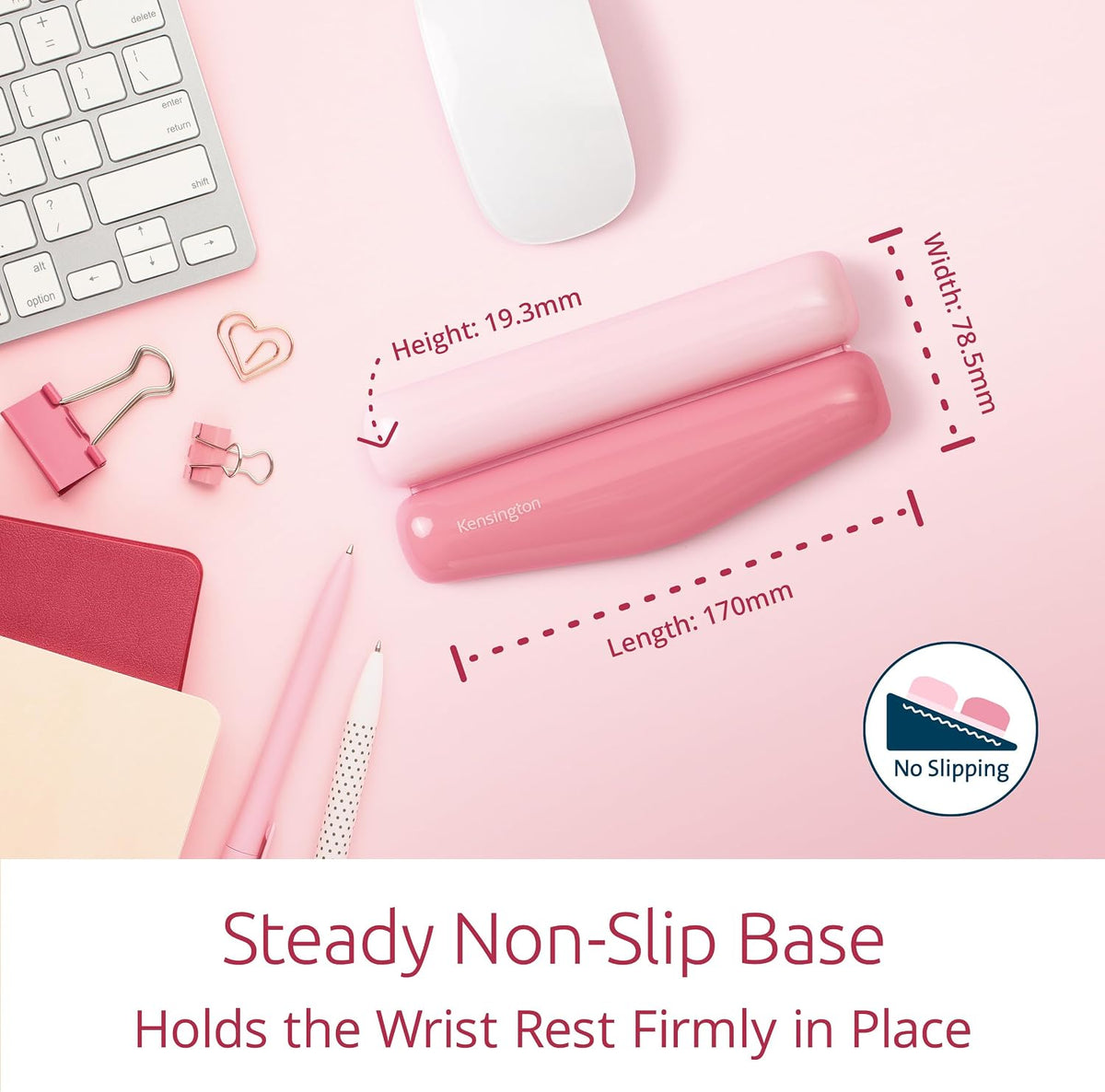 Duo Gel Mountain Wrist Rest for Keyboard, Wrist Pad for Full Size Keyboard, Ergonomic Wrist Pad for Computer, Non-Skid Computer Pad with Wrist Support, Pink K62677WW, 17.7" x 4.1"x 0.8”