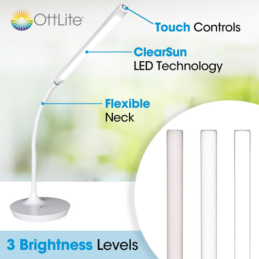 Extended Reach LED Desk Lamp, White