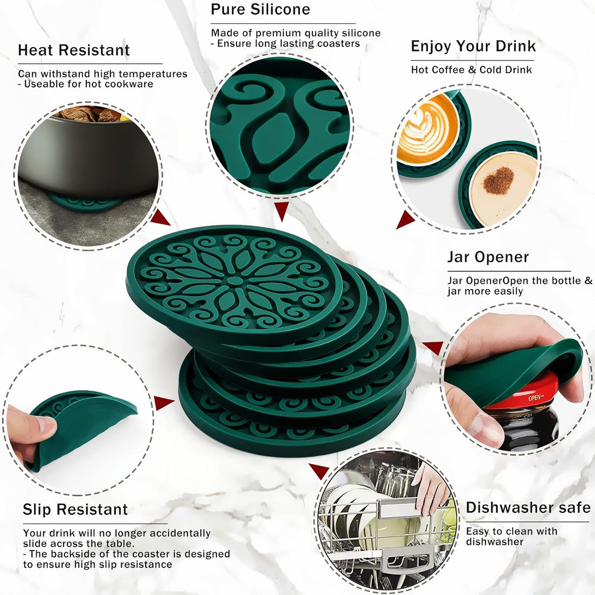 Silicone Coasters for Drinks,Resistant Reusable Drink Coasters-Great Gift for Birthday, Housewarming,Room Decor,Holiday Party (*2-Gray)