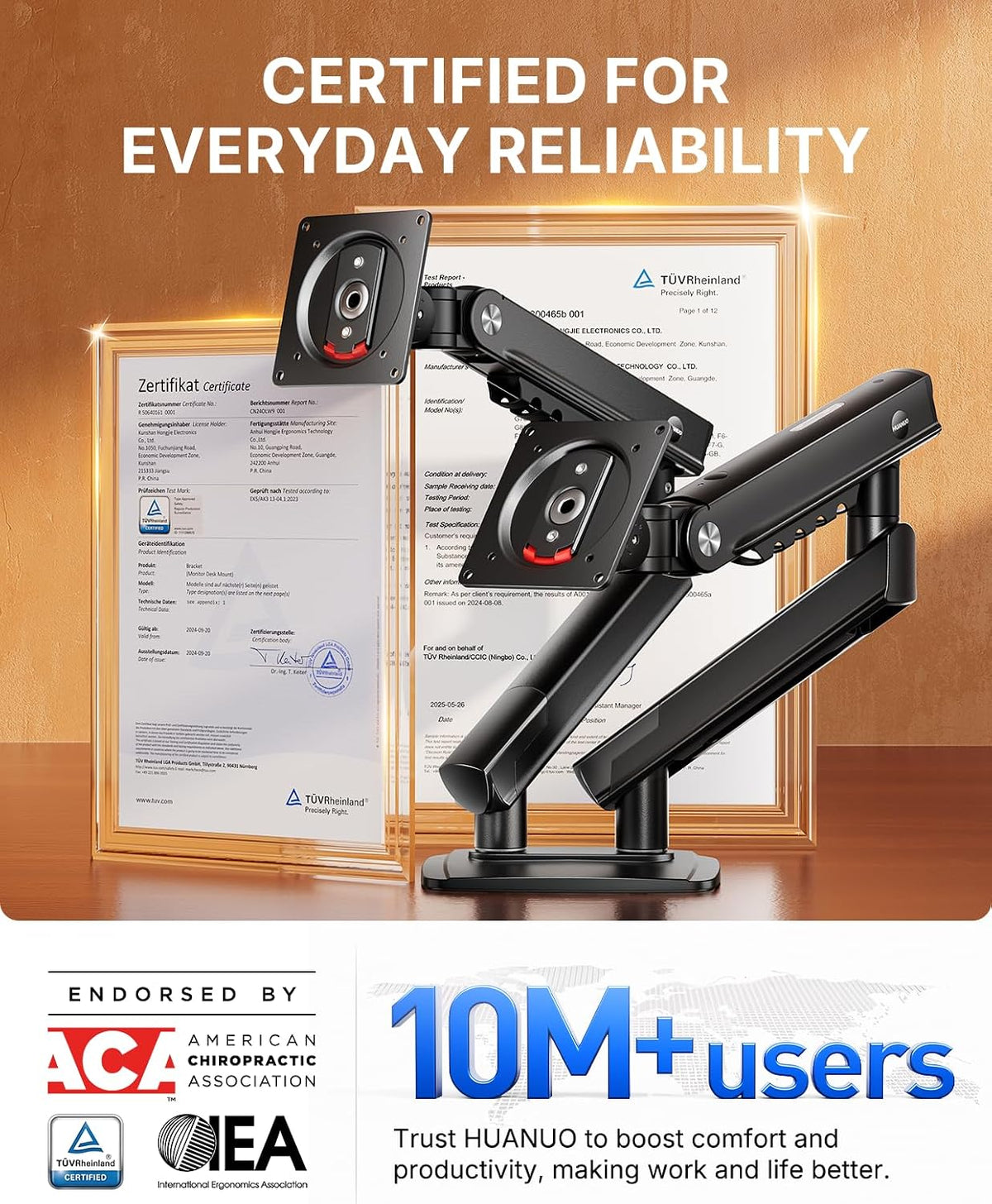 FlowLift Pro Dual Monitor Mount for 13–27" Screens, MechaSpring Monitor Stand, Adjustable Monitor Arms for 2 Monitors with Tilt/Swivel/Rotation, Tool-Free VESA Mount, Max Load 15.4 lbs