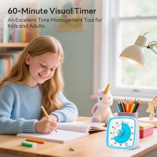 Visual Timer with Night Light, 60 Minute Countdown, Light Blue