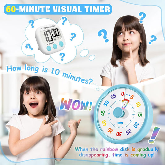 Visual Timer for Kids, 60-Min Silent Sound Rainbow Countdown Timer