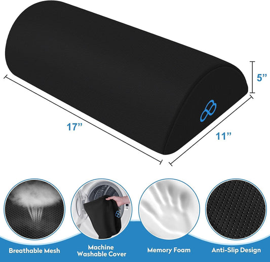 Foot Rest Ergonomic Pillow for Under Desk at Work, Anti-Fatigue,Black/Large