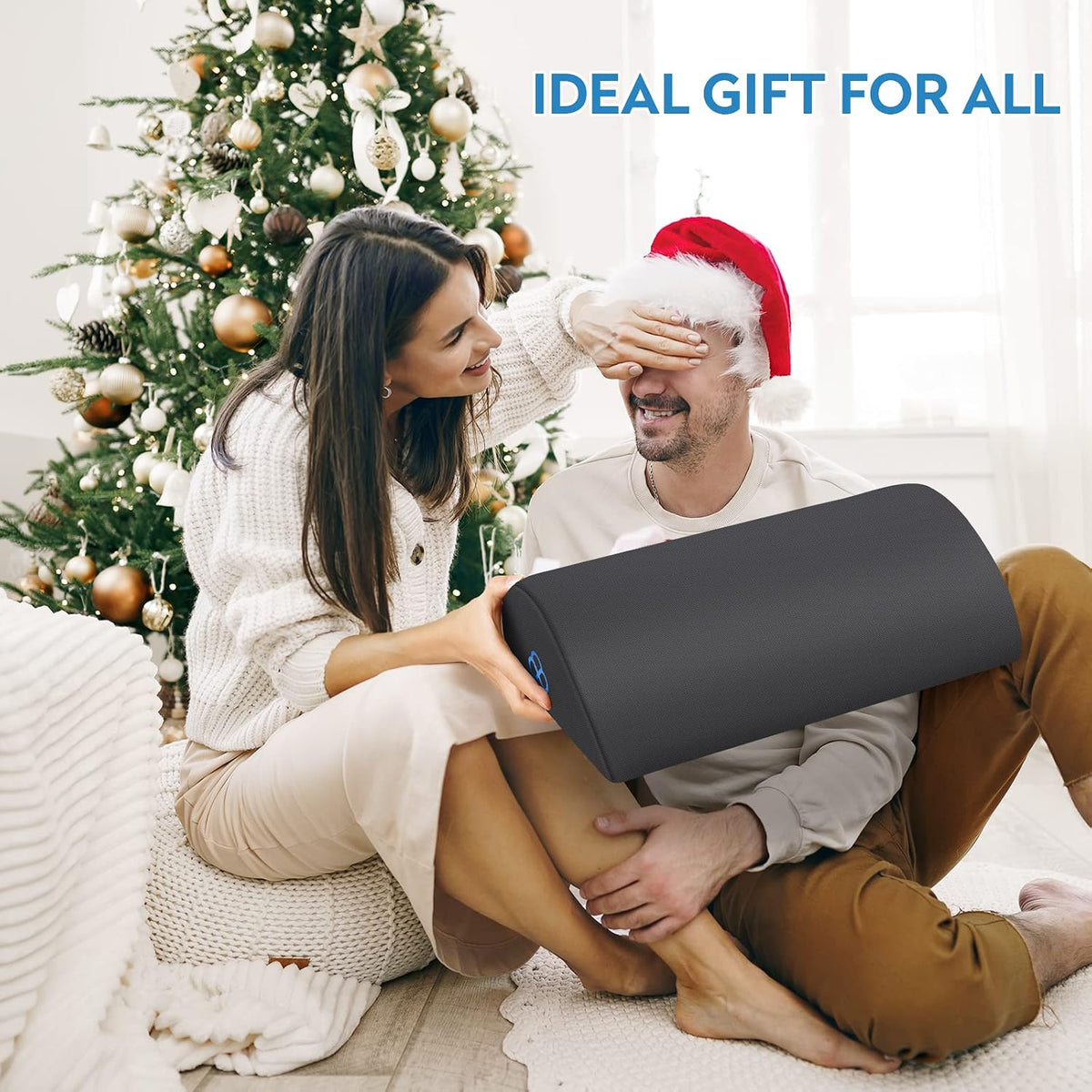 Foot Rest Ergonomic Pillow for Under Desk at Work, Anti-Fatigue,Black/Large