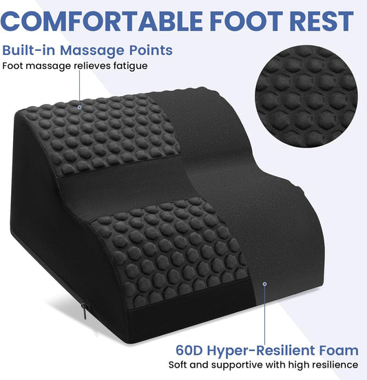 Foot Rest for Under Desk with Massage Dots, 3-Tier Foot Stool, Black