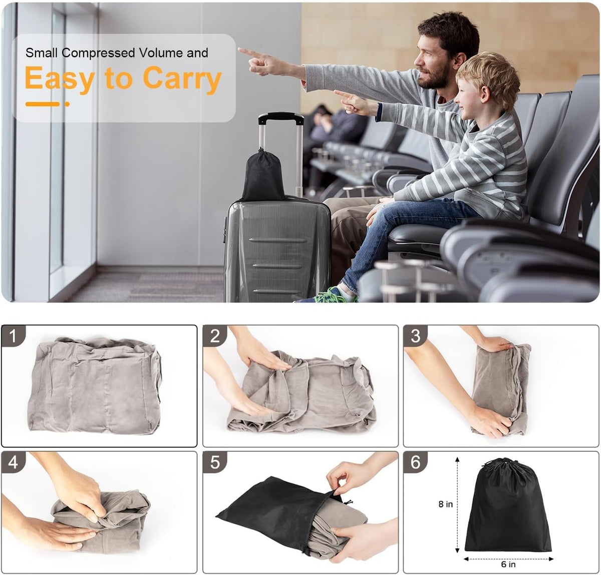 Inflatable Travel Foot Rest Pillow, Kids Airplane Bed, Adjustable Height Leg Pillow for Air Travel, Make a Flat Bed for Kids and Toddlers, Great for Airplane, Train, car(Grey, )