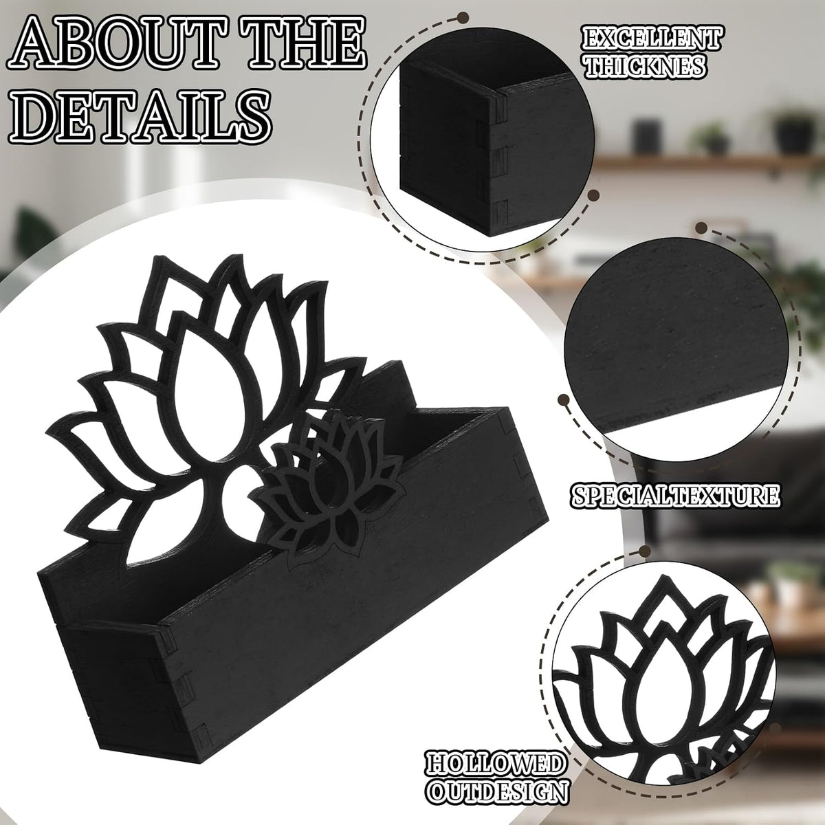 2 Pack Lotus Flower Business Card Holder, Wooden Decorative Business Card Holders for Desk Postcard Organizer Display Stand for Office Desktop(Dark Brown)
