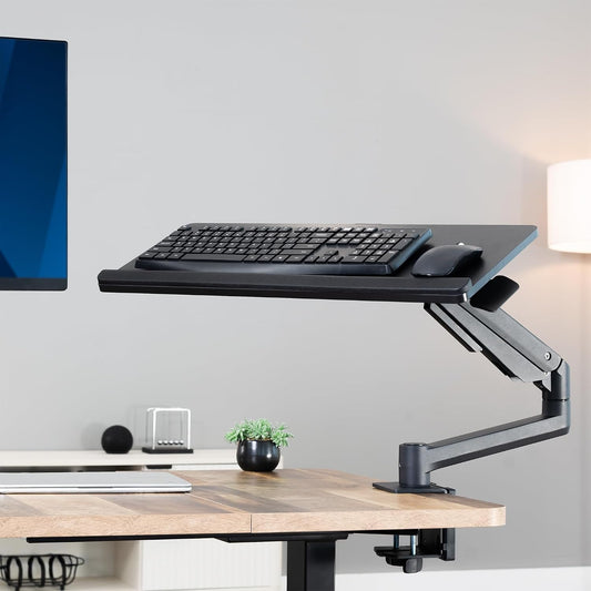 Black Pneumatic Arm Clamp-on 24 x 10 in Keyboard Tray, MOUNT-KB35CP