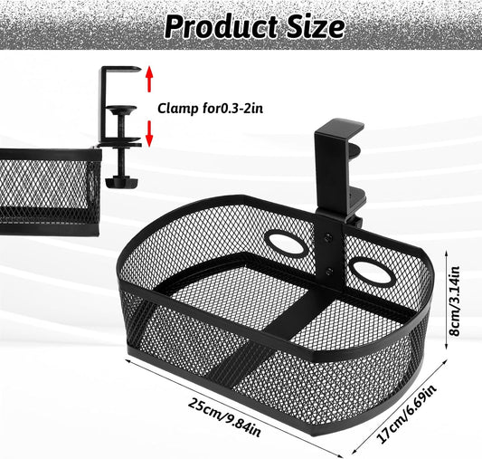Under Desk Storage Drawer Organizer, Clamp on Under Table Shelf Hanging Desk Mount Tray Attachable Drawer Basket for Home Office Desktop Clutter Management Space Saving