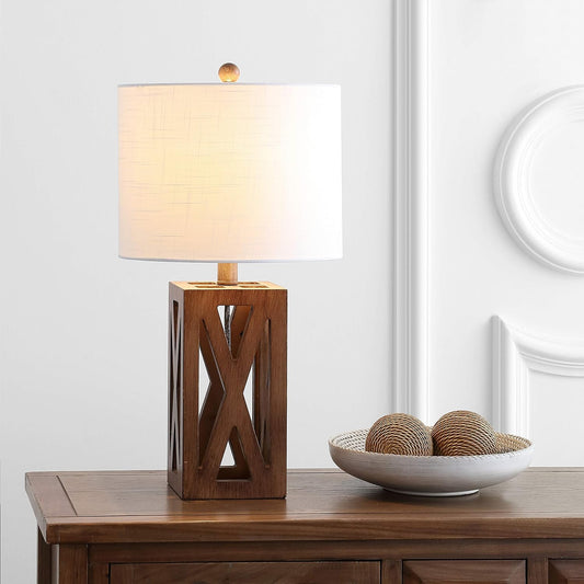 Stewart Rustic Wood Bedside Table Lamp 21.5", Brown
