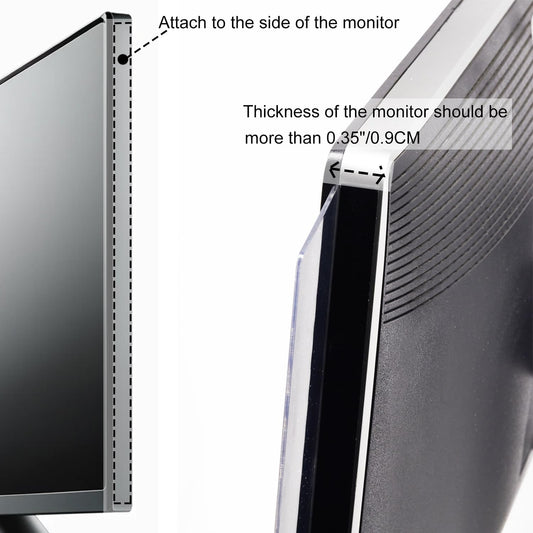 Monitor Memo Board for Slim Monitor, Monitor Sticky Note Holder for No Edge Monitors, Computer Side Board memo, 2 Pack Black Monitor Side Panel for Home Office Decor.