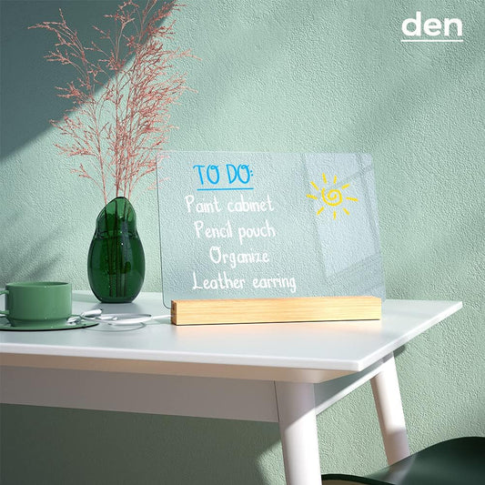 Light Up Clear Dry Drase Board 13 x 9 inch with 5 Markers, Acrylic Lighting Message Memo Note Board for Home/Office/Kitchen/Bedroom