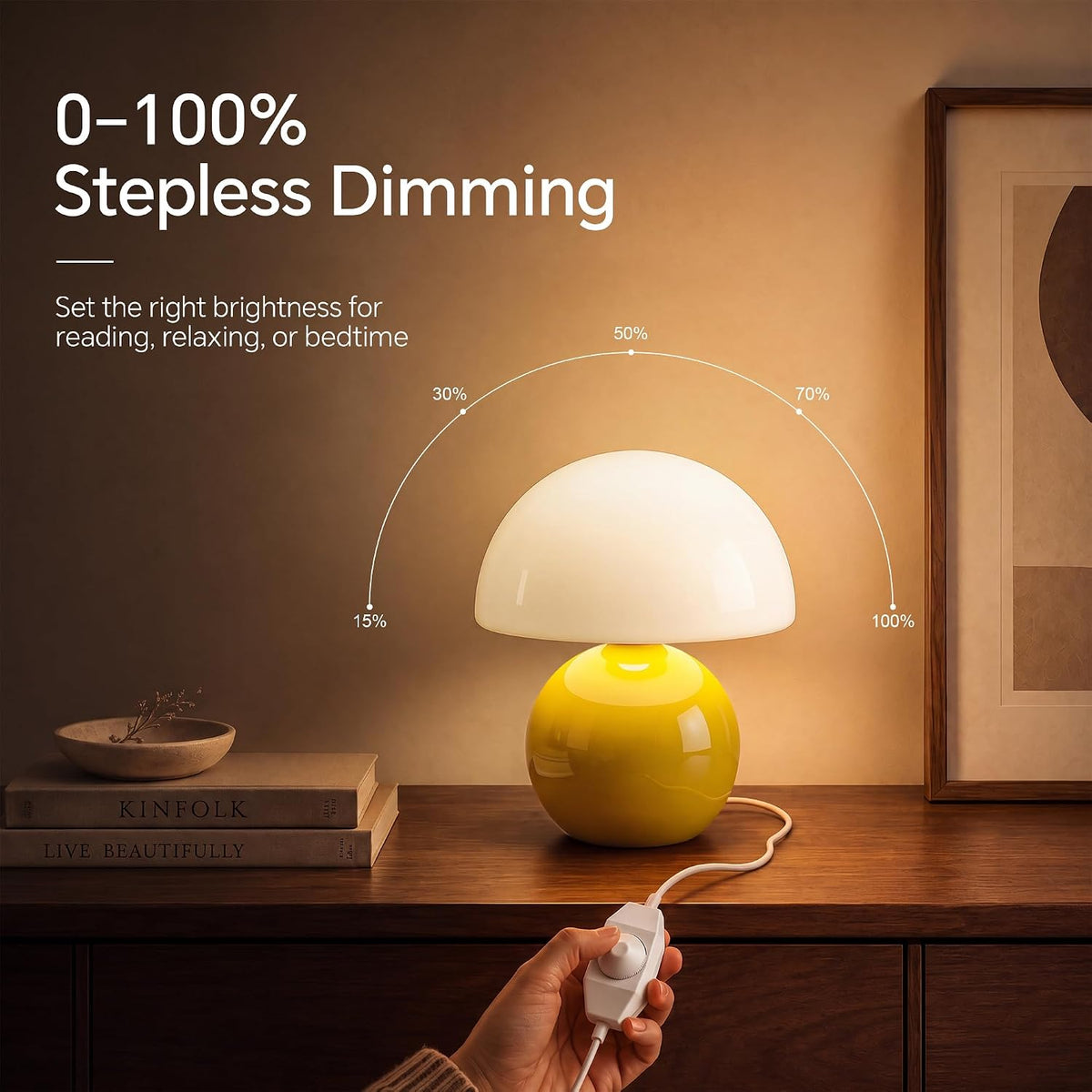 Mushroom Lamp Table Lamp for Bedroom-Small Desk Table Lamps,Orange