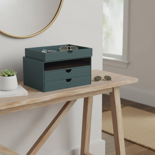 Document Organizer, 3-Drawer File Cabinet Document Storage Box, Office Desktop Filing Organizer, Dark Ivy