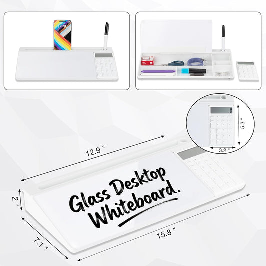 Glass Desktop Whiteboard, Calculator White