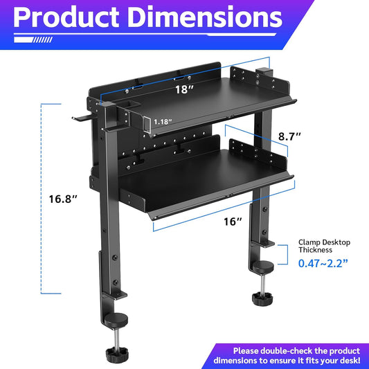 Metal Clamp On Desk Shelf,Storage Shelves with Pegboard and Pencil Holder