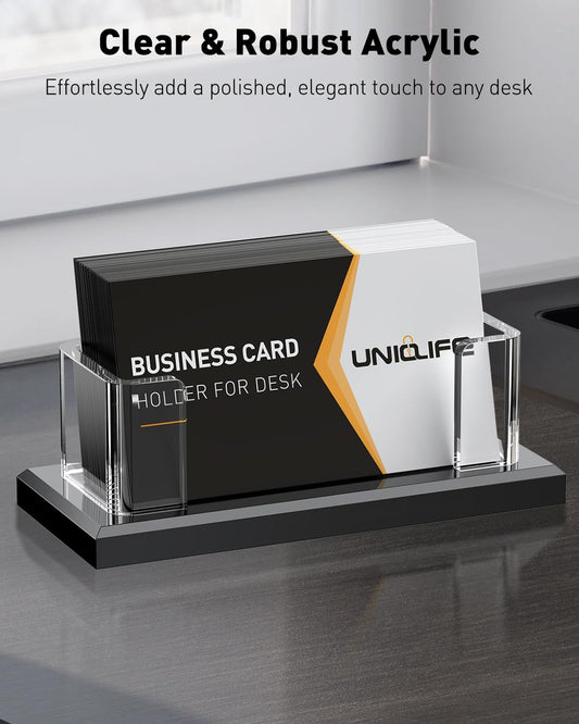 Acrylic Business Card Holder for Desk 1 Slot, 60 Card Capacity