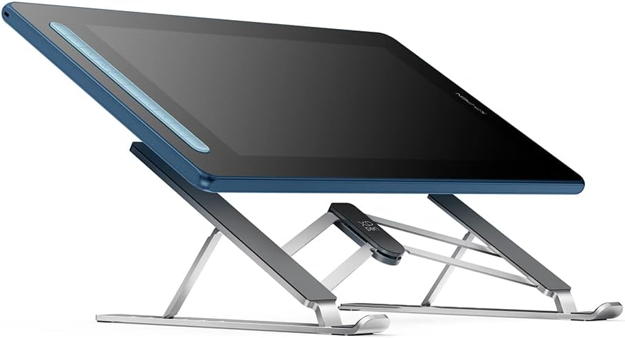 Drawing Tablet Stand for Desk,Silver Portable Holder for Graphics Tablet&Pen Display, Aluminum Computer Riser Compatible with 10 to 15.6 Inch Laptops and Drawing Tablets,Portable and Adjustable