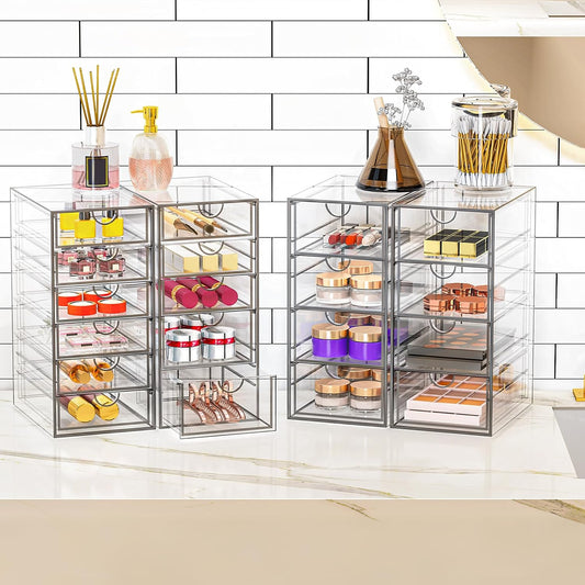 Acrylic Makeup Organizer with 19 Drawers,Storage Drawer Organizer