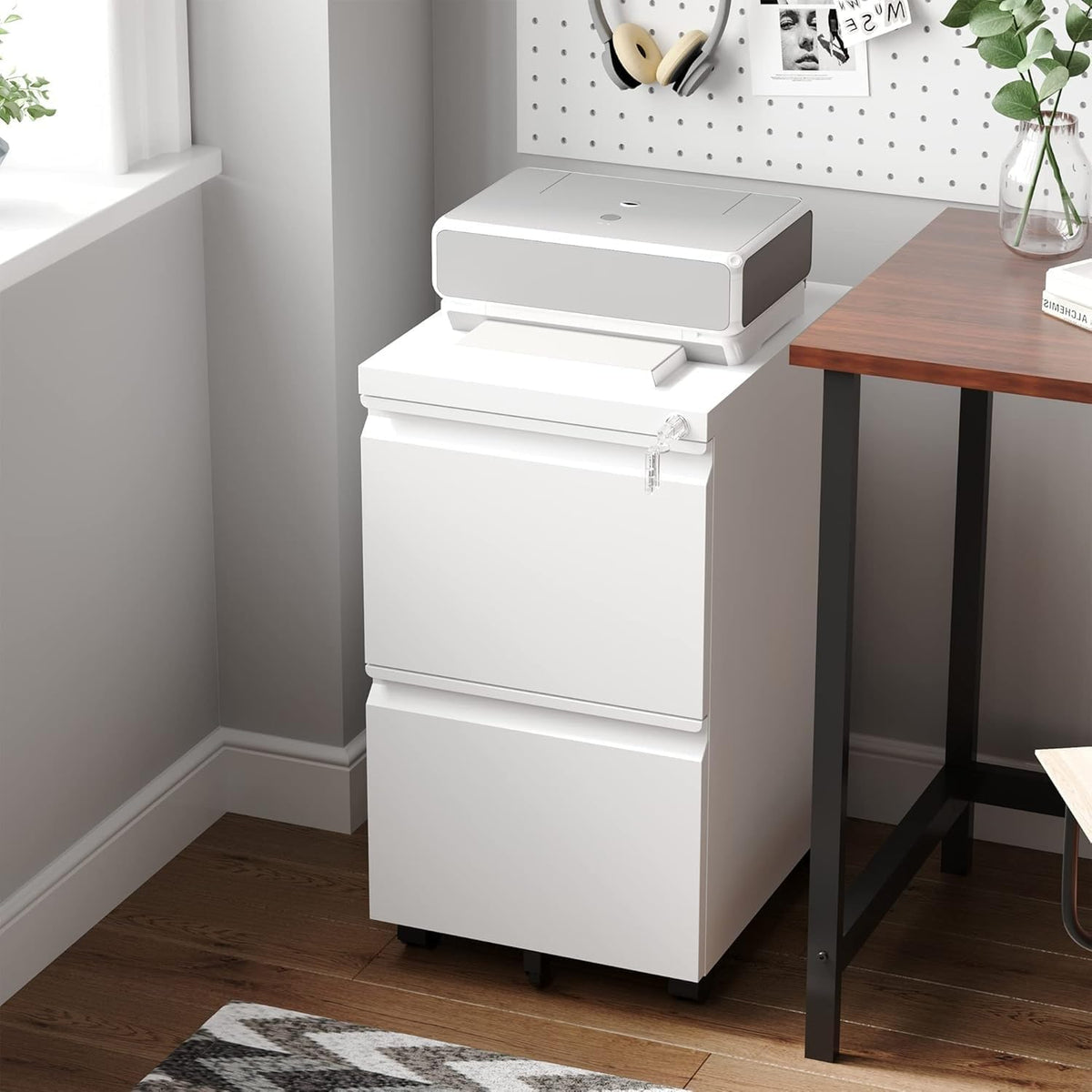 Letaya 3 Drawer Mobile File Cabinet with Lock,Under Desk Metal Filing Cabinets for Home Office Organizer Letters/Legal/A4((Fully Assembled-Black)