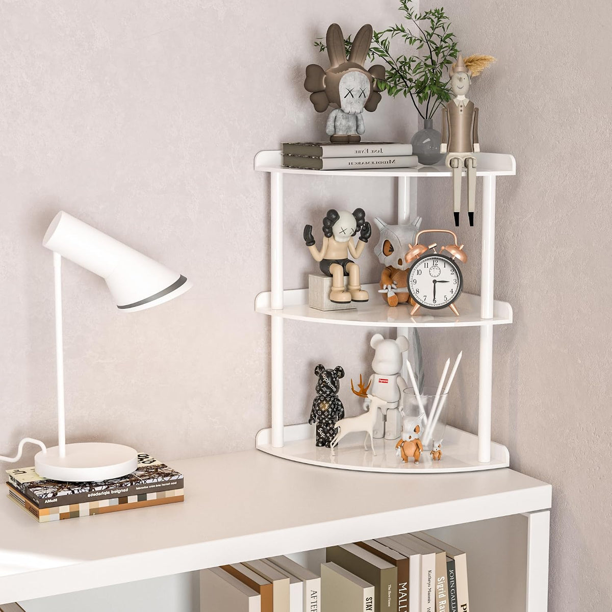 2 Tier Acrylic Corner Shelf Organizer Storage 9.5x9.5x8 Inch, Red Countertop Corner Shelf for Bathroom, Kitchen, Bedroom, Office, Study Room