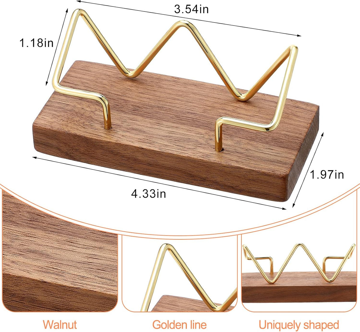 2 Pieces Wood Business Card Holder for Desk,Light Wood Color, Black