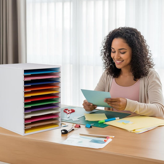 12 Slot 8.5" x 11" Paper Organizer Storage Paper Storage Shelf