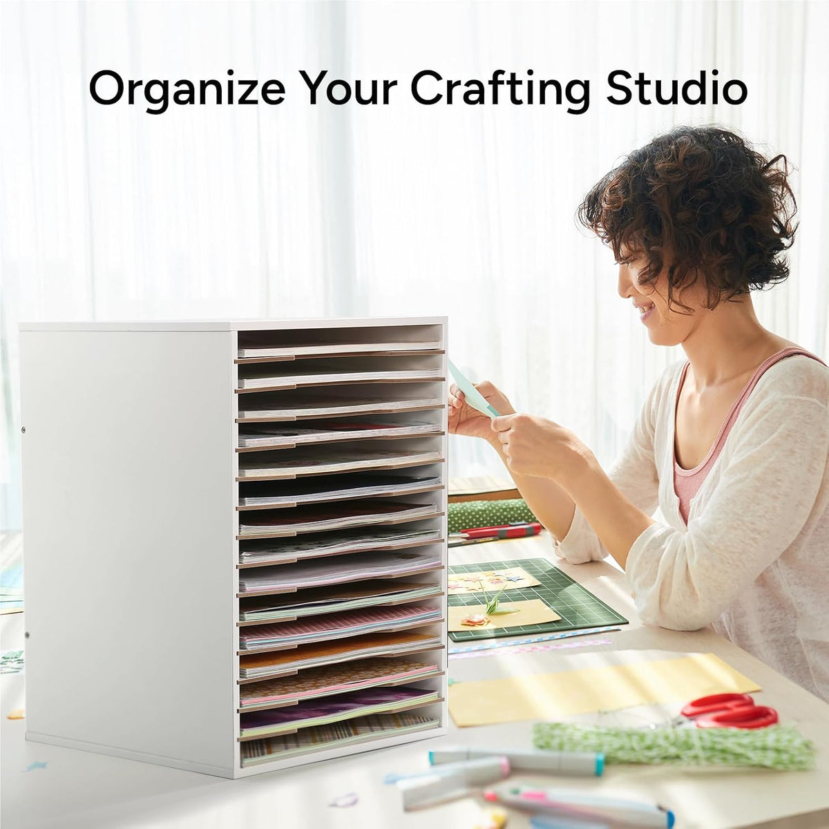 12 Slot 8.5" x 11" Paper Organizer Storage Paper Storage Shelf