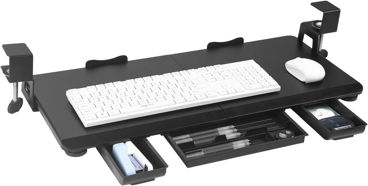 27" x 12" Height Adjustable Keyboard Tray Under Desk with Drawer