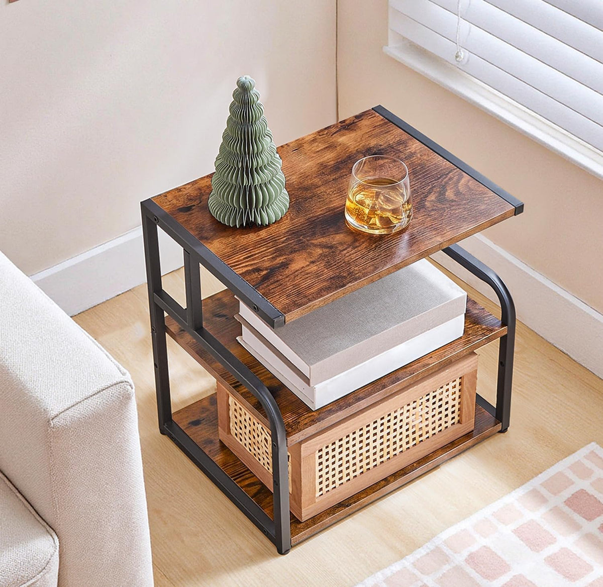 Printer Stand, 3-Tier Desktop Printer Table, Under Desk Printer Storage Office Organizer, Storage Rack with Adjustable Shelf, for Home Office, Kitchen, Living Room, Black BB06PS01