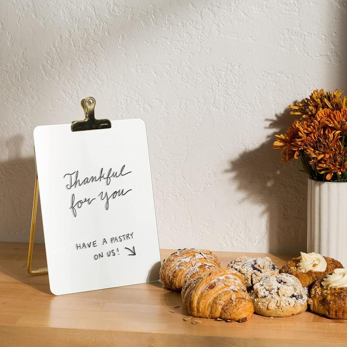 Desk Whiteboard Easel, Glass Dry Erase Board, Gold Wire Stand