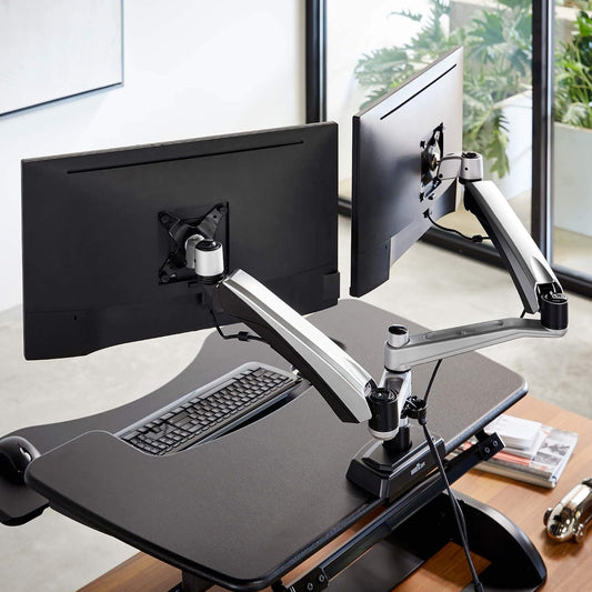 Dual Monitor Arm - VESA Monitor Mount w/ 360 Degree Adjustment - Monitors up to 27 inches, 19.8 lbs - Double Monitor Arms with Full Adjustability - Computer Monitor Stand for Home or Office