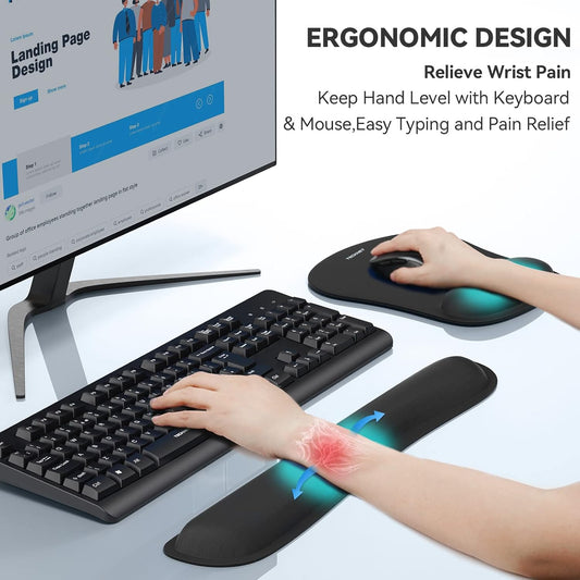 Keyboard Wrist Rest and Mouse Pad Set with Wrist Support