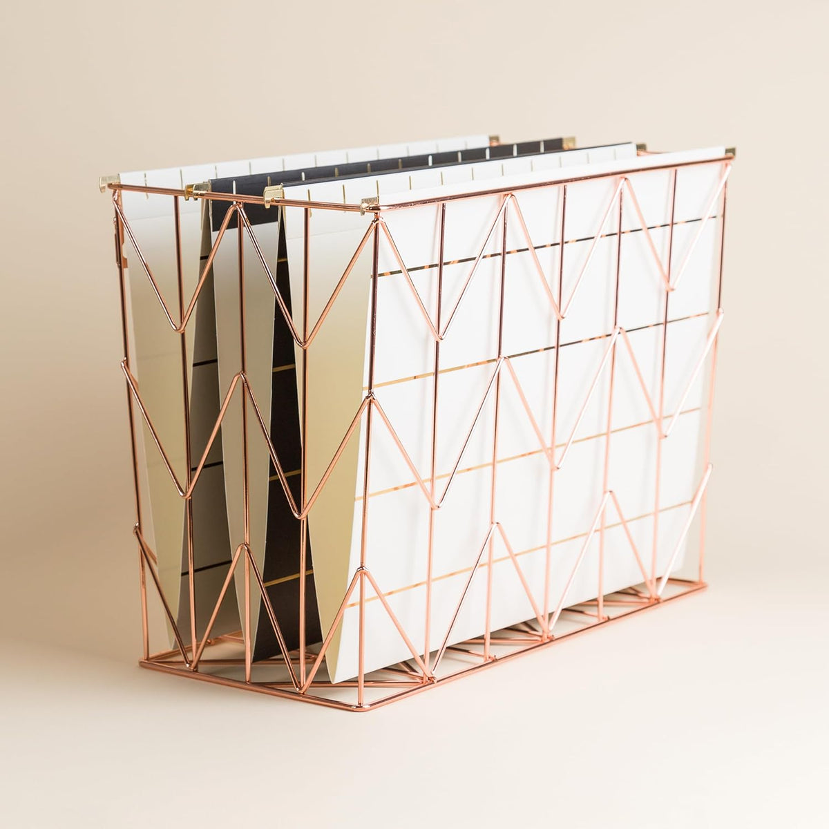 Hanging File Desk Organizer, Rose Gold Wire Metal - 854U02-06