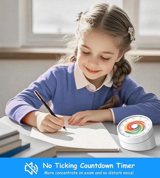 Visual Timer Kids 60 Minute Countdown, Non-Ticking Classroom Timer