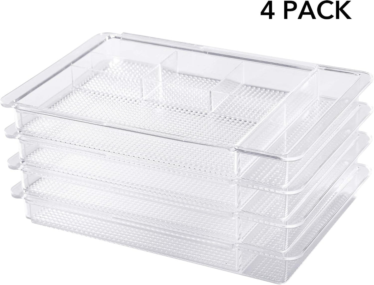 Expandable Shallow Vanity Plastic Makeup Drawer Organizers