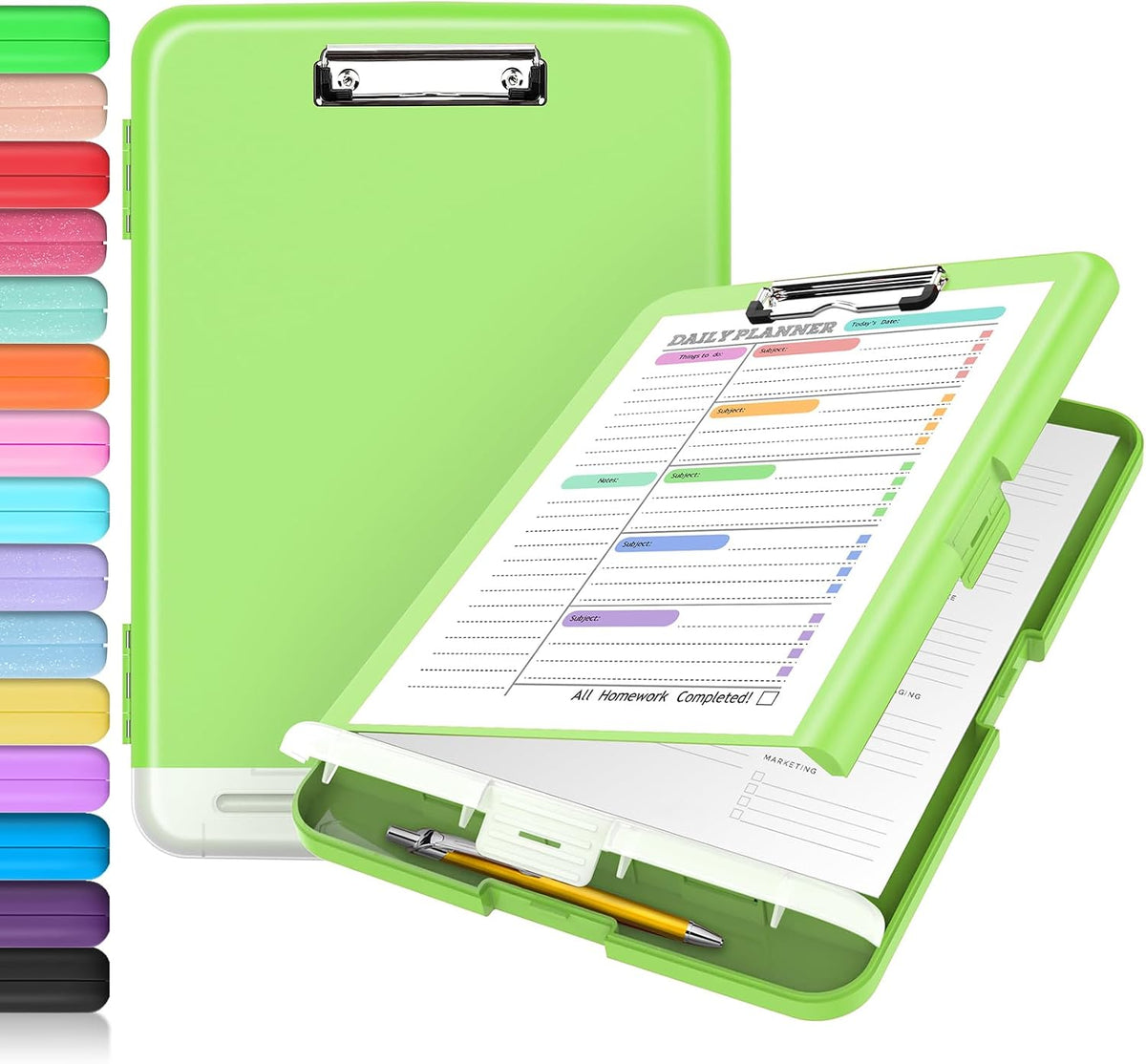 Clipboard with Storage, Clip Board 8.5 x 11 with Pen Holder, High Capacity Plastic Organization Case Box for Letter Legal A4 Size Paper, Nurses Teachers Must Haves, School & Office Supplies