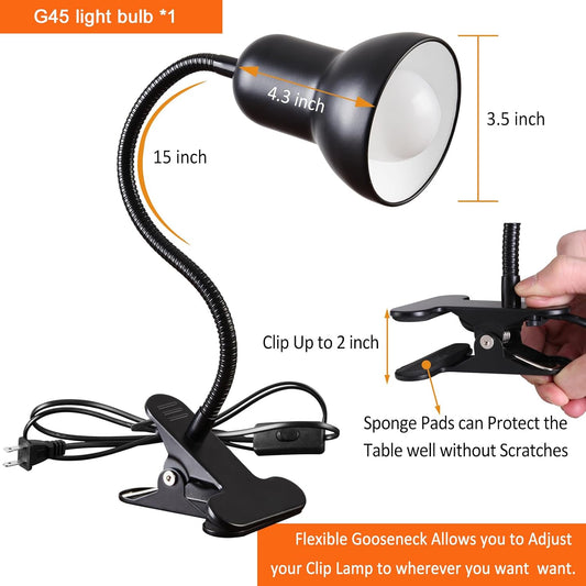 Clip on Desk Lamp, 360° Rotating Ggooseneck Lamp, Eye-Caring Desk Lamp