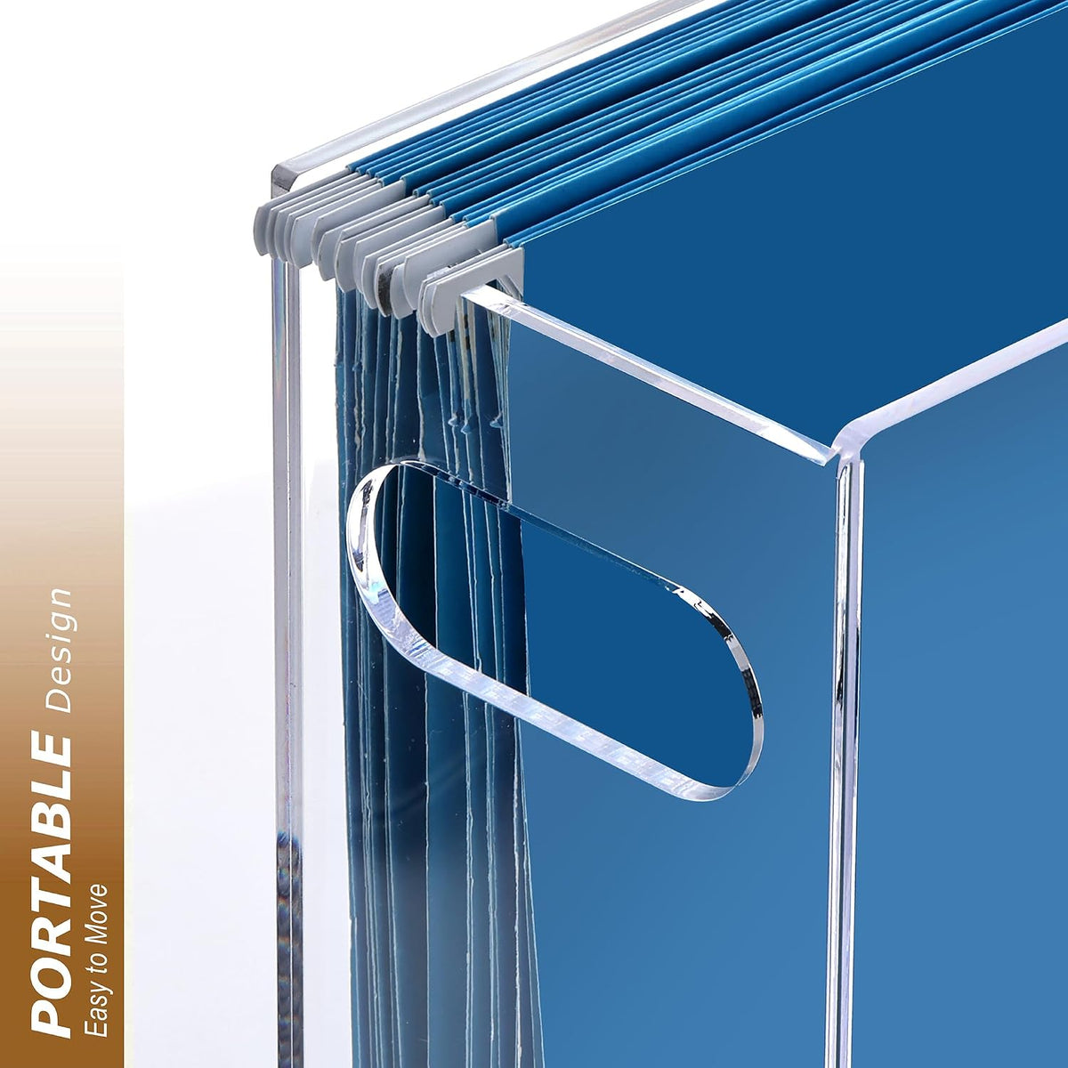 Acrylic Hanging File Organizer Box with Handles