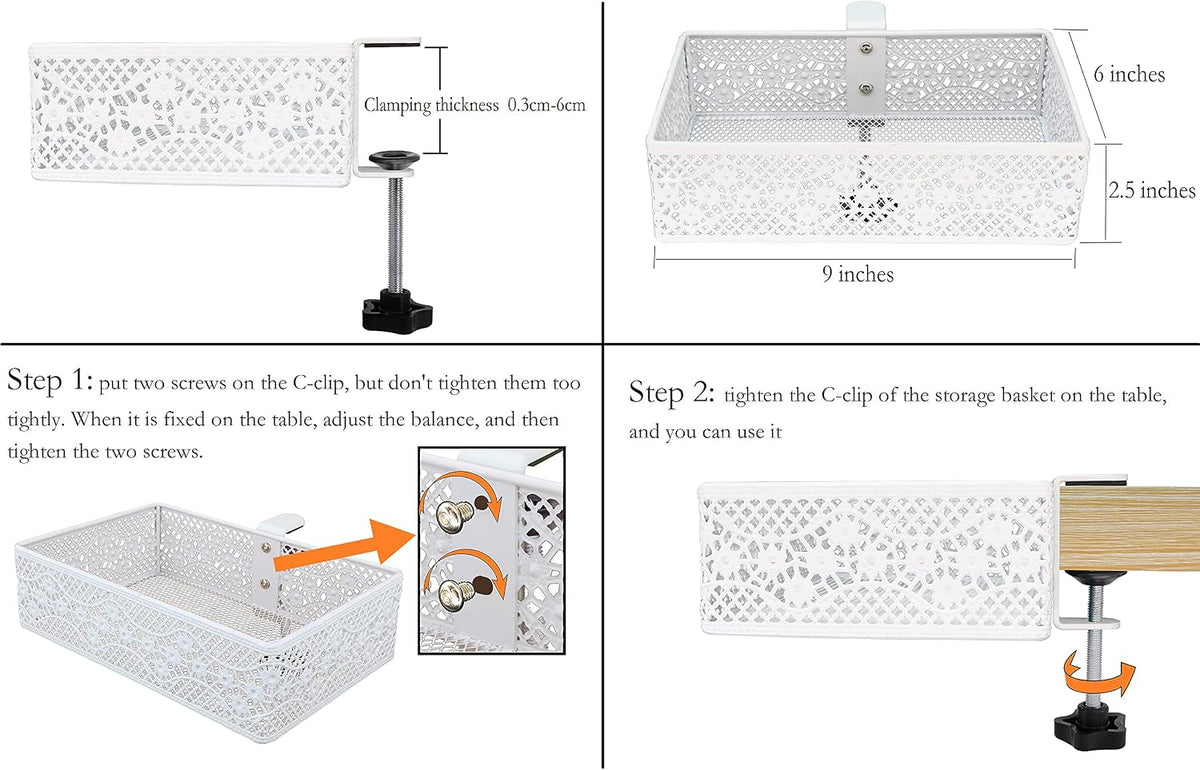 Under Desk Drawer, Clamp on Desk Organizer Under Table Hanging Desk Storage