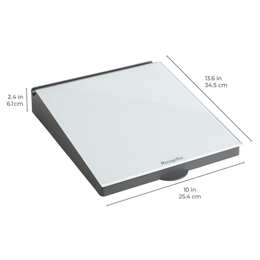 MessageStor Dry-Erase Glass Board Memo Station, Desk Organizer, White