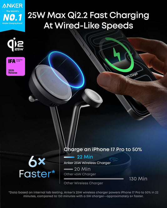 Prime 3-in-1 Qi2.2 MagSafe Compatible 25W Wireless Charging Station