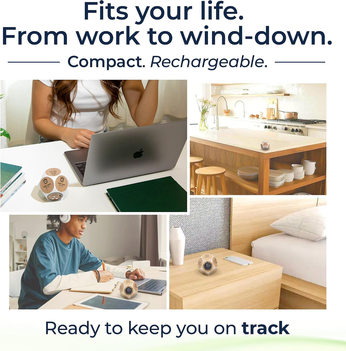 Focused Activity Timer & Tracker | Promotes Work Life Balance & Productivity | Pomodoro 'Plus' w/ 5 Fixed timers + 5 curated Wellness Activities | Office Desk Accessory | Mindfulness | ADHD