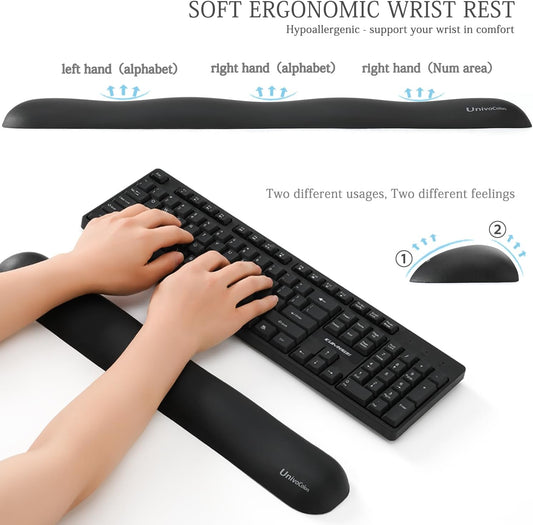 Design-Wave Keyboard Wrist Rest, Artificial Sheepskin+Memory Foam+Ergonomic+Anti-Slip Gel, Resilience Support During Work and Gaming,Keyboard Accessory,Black - Colors B