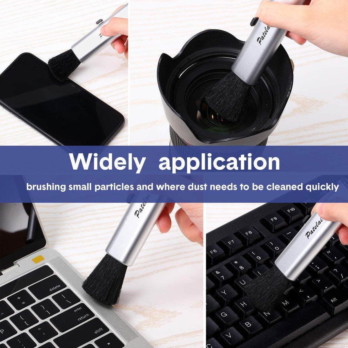 6 Pack Retractable Keyboard Cleaning Brushes, Anti-Static Soft Bristle Mini Electronics Duster for Laptop, Camera, Phone, Car Interior, Black/Silver